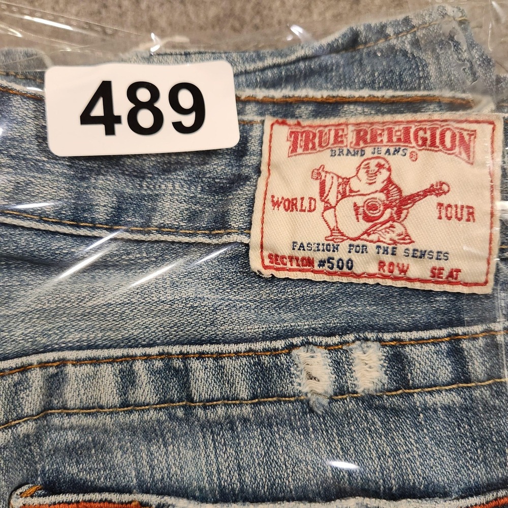 True Religion Jeans Womens 27 Blue Made in‎ USA Big Rig Distressed Y2K Vintage - Picture 12 of 12